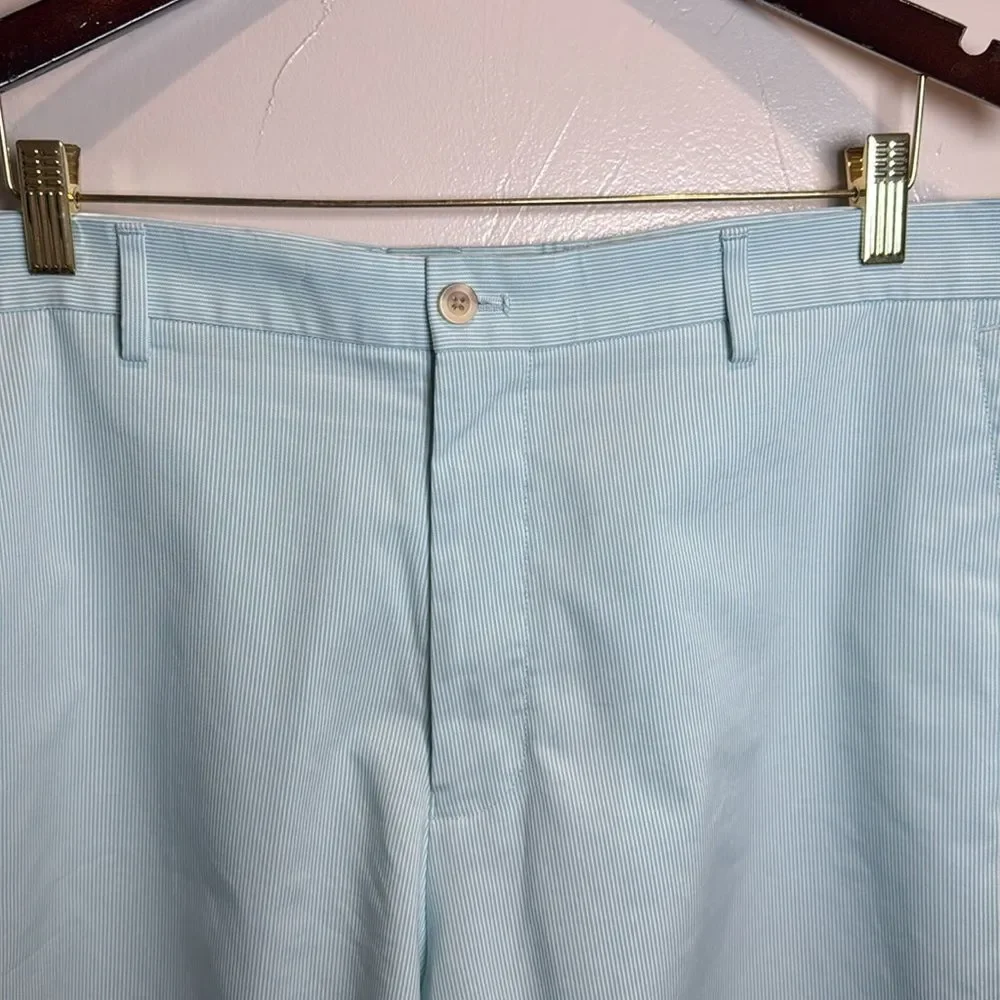 Peter Millar Crown Sport Shorts Teal Blue White Stripes Size 40 Golf Outdoor